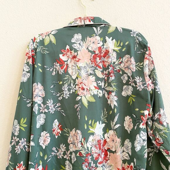 Cupcakes & Cashmere Women's Green Floral Button Down Pajama Night Shirt Sz L - Picture 10 of 12